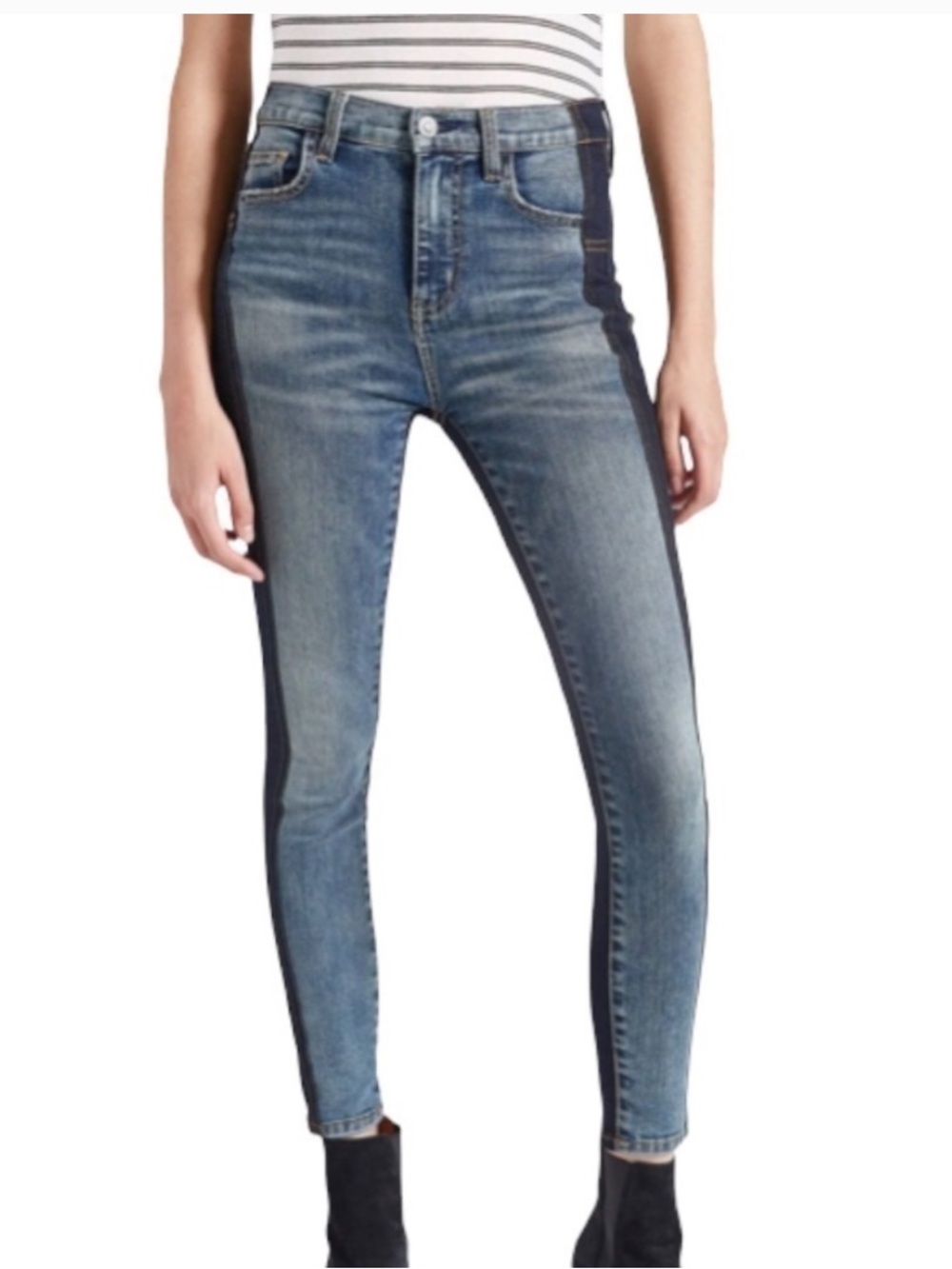 Current/Elliott Two-Tone Blue Slim Straight Jeans size 31